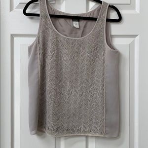 Light grey lacy front tank top